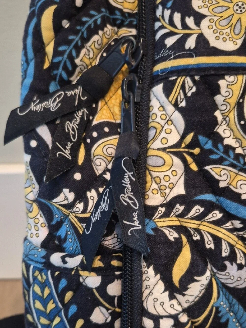 Vera Bradley Quilted Paisley Backpack - Black, Yellow & Blue